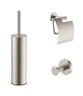 ALONI Toilet Accessoires Set Stria Geborsteld RVS - Toiletborstelhouder + Toiletrolhouder + Handdoekhaak