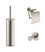 Toilet Accessoires Set Stria Geborsteld RVS - Toiletborstelhouder + Toiletrolhouder + Handdoekhaak