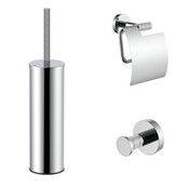 Toilet Accessoires Set Stria Chroom - Toiletborstelhouder + Toiletrolhouder + Handdoekhaak