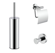 Toilet Accessoires Set Stria Chroom - Toiletborstelhouder + Toiletrolhouder + Handdoekhaak