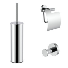 Toilet Accessoires Set Stria Chroom - Toiletborstelhouder + Toiletrolhouder + Handdoekhaak