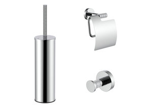 Toilet Accessoires Set Stria Chroom - Toiletborstelhouder + Toiletrolhouder + Handdoekhaak