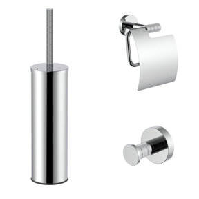 Toilet Accessoires Set Stria Chroom - Toiletborstelhouder + Toiletrolhouder + Handdoekhaak