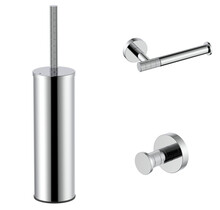 Toilet Accessoires Set-2 Stria Chroom - Toiletborstelhouder + Toiletrolhouder + Handdoekhaak