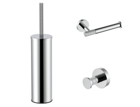 Toilet Accessoires Set-2 Stria Chroom - Toiletborstelhouder + Toiletrolhouder + Handdoekhaak