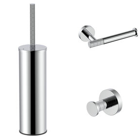 Toilet Accessoires Set-2 Stria Chroom - Toiletborstelhouder + Toiletrolhouder + Handdoekhaak