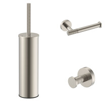 Toilet Accessoires Set-2 Stria Geborsteld RVS - Toiletborstelhouder + Toiletrolhouder + Handdoekhaak