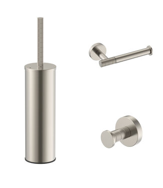 ALONI Toilet Accessoires Set-2 Stria Geborsteld RVS - Toiletborstelhouder + Toiletrolhouder + Handdoekhaak