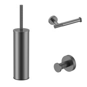Toilet Accessoires Set-2 Stria Gunmetal PVD - Toiletborstelhouder + Toiletrolhouder + Handdoekhaak
