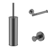 Toilet Accessoires Set-2 Stria Gunmetal PVD - Toiletborstelhouder + Toiletrolhouder + Handdoekhaak