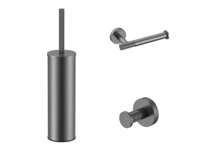 Toilet Accessoires Set-2 Stria Gunmetal PVD - Toiletborstelhouder + Toiletrolhouder + Handdoekhaak