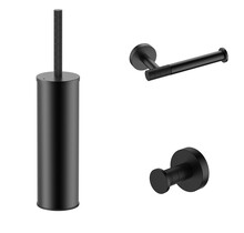 Toilet Accessoires Set-2 Stria Mat Zwart PVD - Toiletborstelhouder + Toiletrolhouder + Handdoekhaak