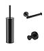 Toilet Accessoires Set-2 Stria Mat Zwart PVD - Toiletborstelhouder + Toiletrolhouder + Handdoekhaak