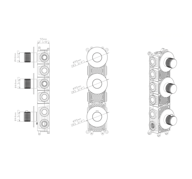 Afbouwdeel Aloni STRIA Geborsteld RVS 2-weg inbouw douche thermostaat