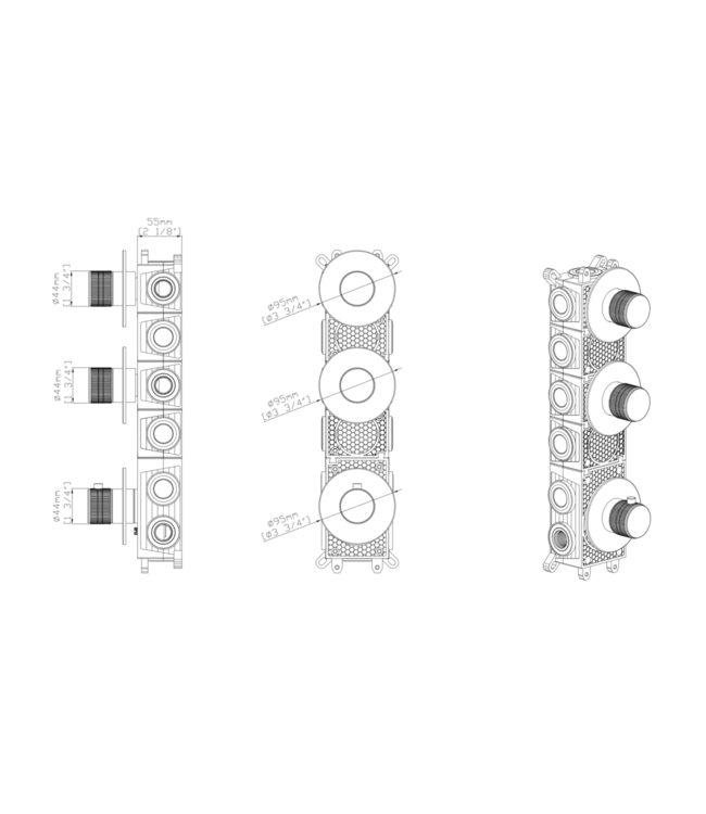 Afbouwdeel Aloni STRIA Geborsteld Goud (PVD-Gecoat) 2-weg inbouw douche thermostaat