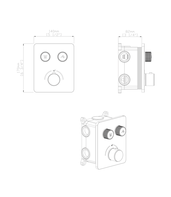 Inbouw Douchekraan Aloni Stria SmartControl Gunmetal (PVD) - 2-weg Thermostatisch