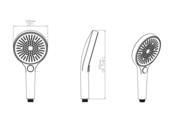 Handdouche 3-standen Aloni Uniforma ABS Mat Zwart ( PVD-gecoat)