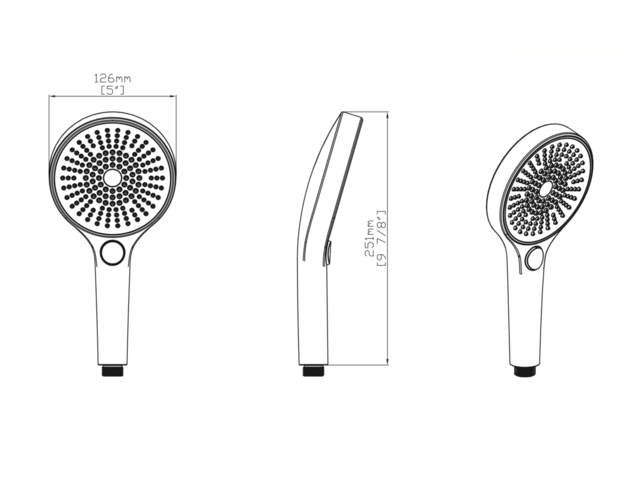 Handdouche 3-standen Aloni Uniforma ABS Mat Zwart ( PVD-gecoat)