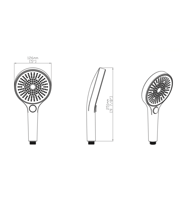 Handdouche 3-standen Aloni Uniforma ABS Geborsteld RVS