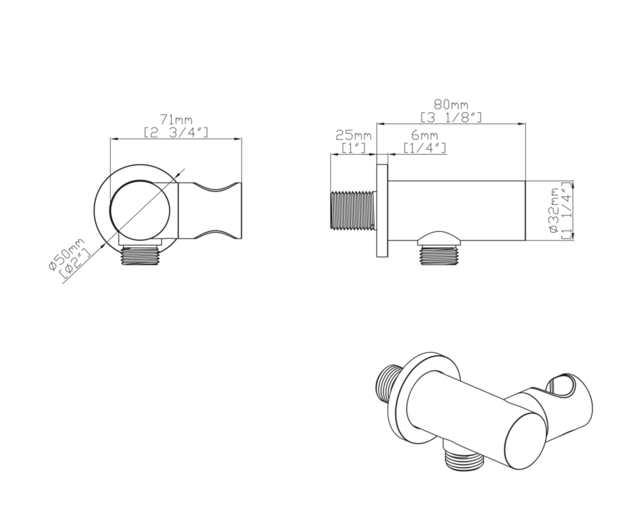 Handdouchehouder wandaansluitbocht met wateraansluiting Uniforma Mat Zwart PVD-gecoat – Kantelbaar