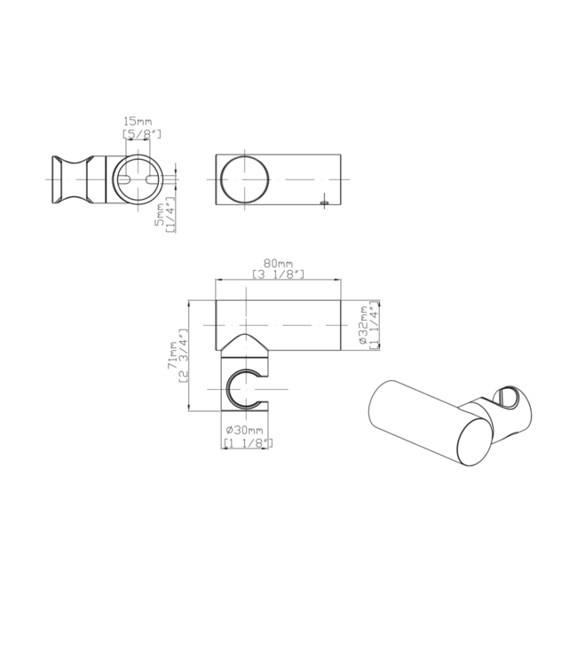 Handdouchehouder Uniforma Gunmetal PVD-gecoat – Kantelbaar