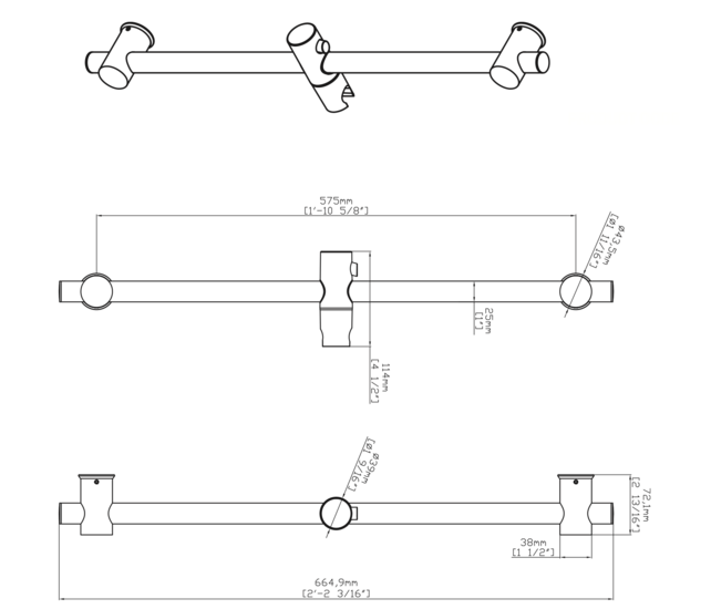 Douchestang Uniforma Geborsteld RVS 66cm