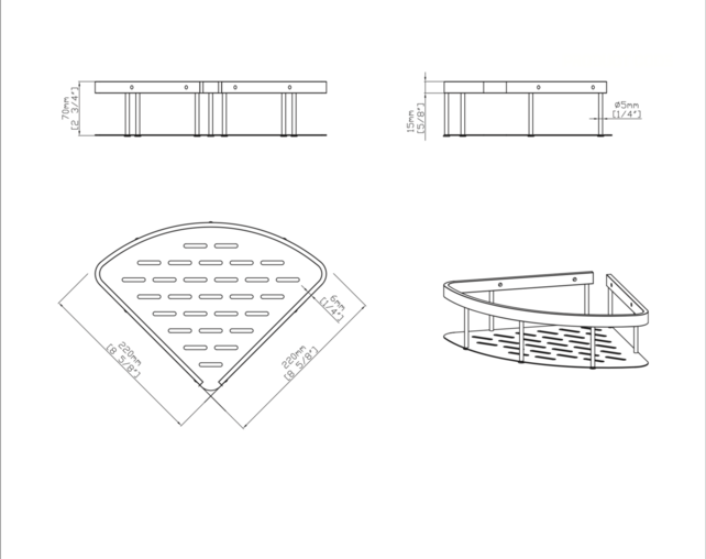 Doucherekje Uniforma Mat Zwart - PVD-gecoat Hoekmodel 22x7x22 cm