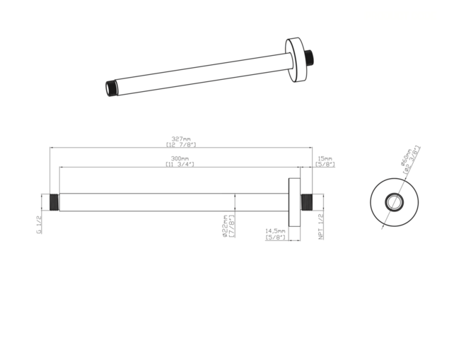 Douchearm Plafondbevestiging Uniforma Mat Zwart PVD-gecoat 30cm