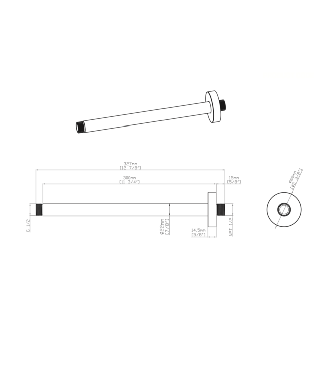 Douchearm Plafondbevestiging Uniforma Geborsteld RVS 30cm