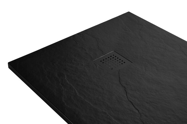 Douchebak Composiet Stonea Mat Zwart 80x120cm Antislip & Inkortbaar