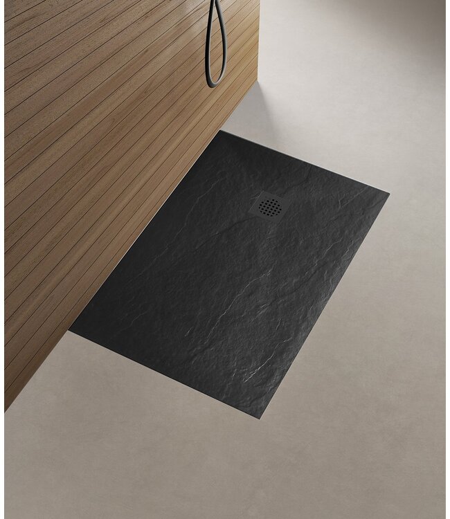 Douchebak Composiet Stonea Mat Zwart 80x140cm Antislip & Inkortbaar