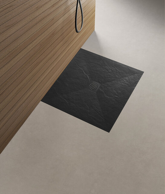 Douchebak Composiet Stonea Mat Zwart 90x90cm Antislip & Inkortbaar