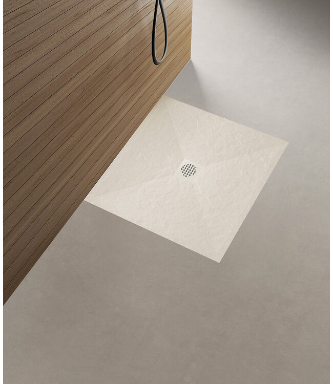 Douchebak Composiet Stonea Beige 80x90cm Antislip & Inkortbaar