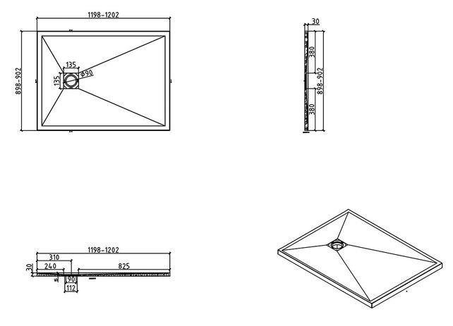 Douchebak Composiet Stonea Mat Wit 90x120cm Antislip & Inkortbaar