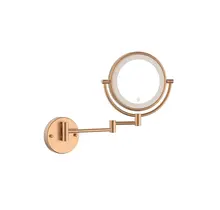 Make Up Spiegel Geborsteld koper 5x Zoom met led-verlichting Touch