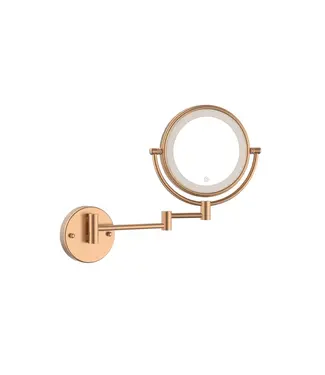 DutchLine Make Up Spiegel Geborsteld koper 5x Zoom met led-verlichting Touch
