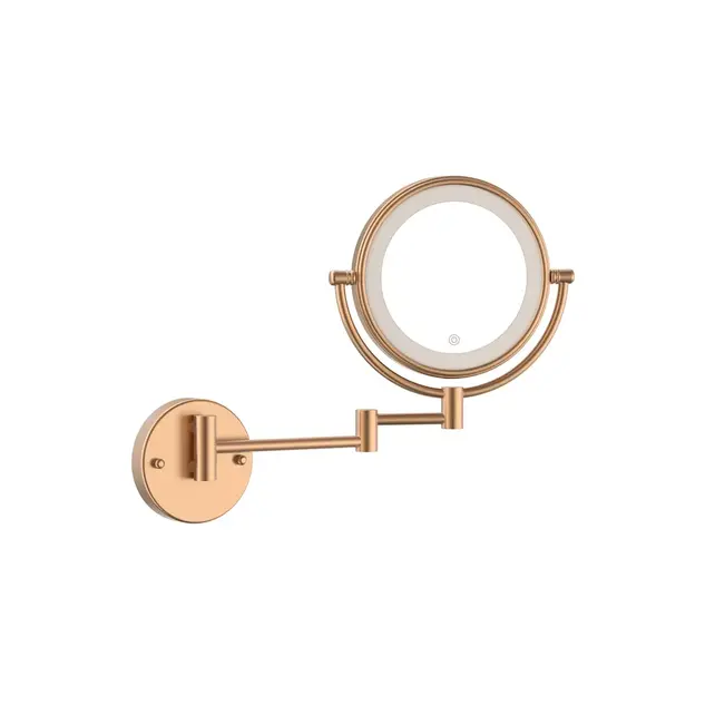 Make Up Spiegel Geborsteld koper 5x Zoom met led-verlichting Touch