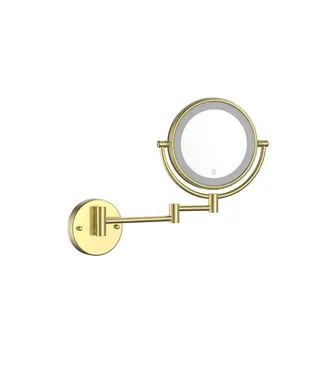 DutchLine Make Up Spiegel Geborsteld Goud 5x Zoom met led-verlichting Touch