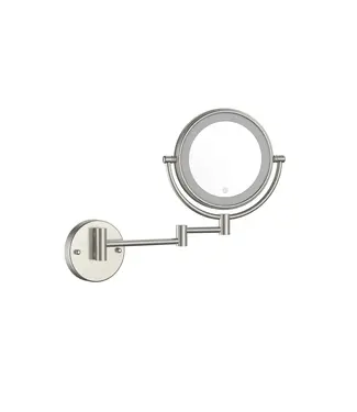 DutchLine Make Up Spiegel Geborsteld Staal 5x Zoom met led-verlichting Touch