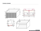 Badkamermeubel Ela Walnoot 80cm Ribbelfront - Wastafel Mat Wit met kraangat