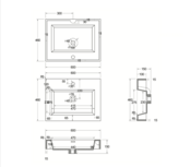 Badkamermeubel Ela Walnoot 60cm Ribbelfront - Wastafel Wit met kraangat
