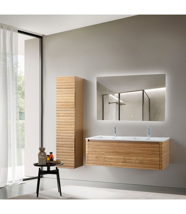 Wastafelonderkast Kamellia 120cm Licht Eiken Massief – 1 lade