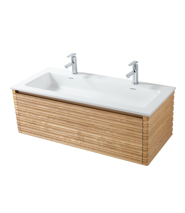 Wastafelonderkast Kamellia 120cm Licht Eiken Massief – 1 lade