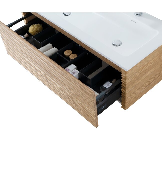 Wastafelonderkast Kamellia 120cm Licht Eiken Massief – 1 lade