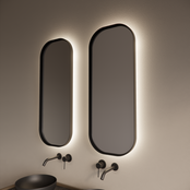 Spiegel Plato Ovaal Verticaal Mat Zwart 50x100cm met Bewegingssensor en Spiegelverwarming Spiegel Plato Ovaal Verticaal Mat Zwart 50x100cm met Bewegingssensor en Spiegelverwarming