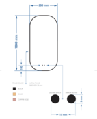 Spiegel Plato Ovaal Verticaal Mat Zwart 50x100cm met Bewegingssensor en Spiegelverwarming Spiegel Plato Ovaal Verticaal Mat Zwart 50x100cm met Bewegingssensor en Spiegelverwarming