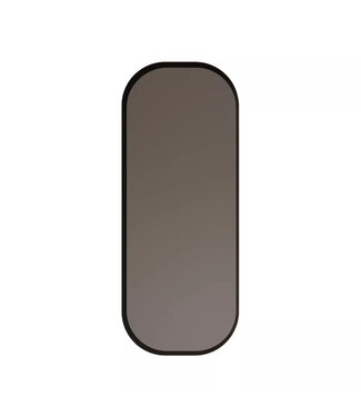 GLISS DESIGN Spiegel Plato Ovaal Verticaal Mat Zwart 40x100cm met Bewegingssensor en Spiegelverwarming
