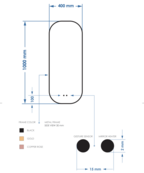 Spiegel Plato Ovaal Verticaal Mat Zwart 40x100cm met Bewegingssensor en Spiegelverwarming Spiegel Plato Ovaal Verticaal Mat Zwart 40x100cm met Bewegingssensor en Spiegelverwarming