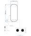 Spiegel Plato Ovaal Verticaal Mat Zwart 40x100cm met Bewegingssensor en Spiegelverwarming