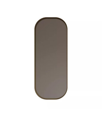 GLISS DESIGN Spiegel Plato Ovaal Verticaal Geborsteld Goud 40x100cm met Bewegingssensor en Spiegelverwarming